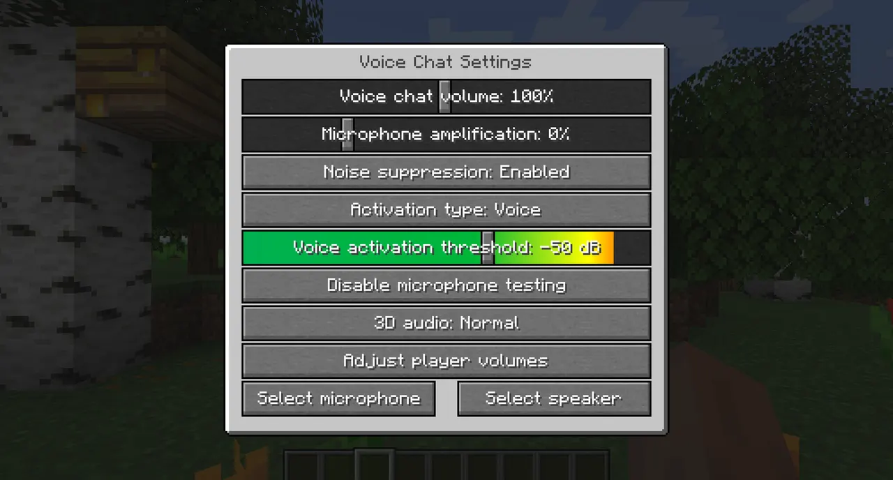 Voice chat settings